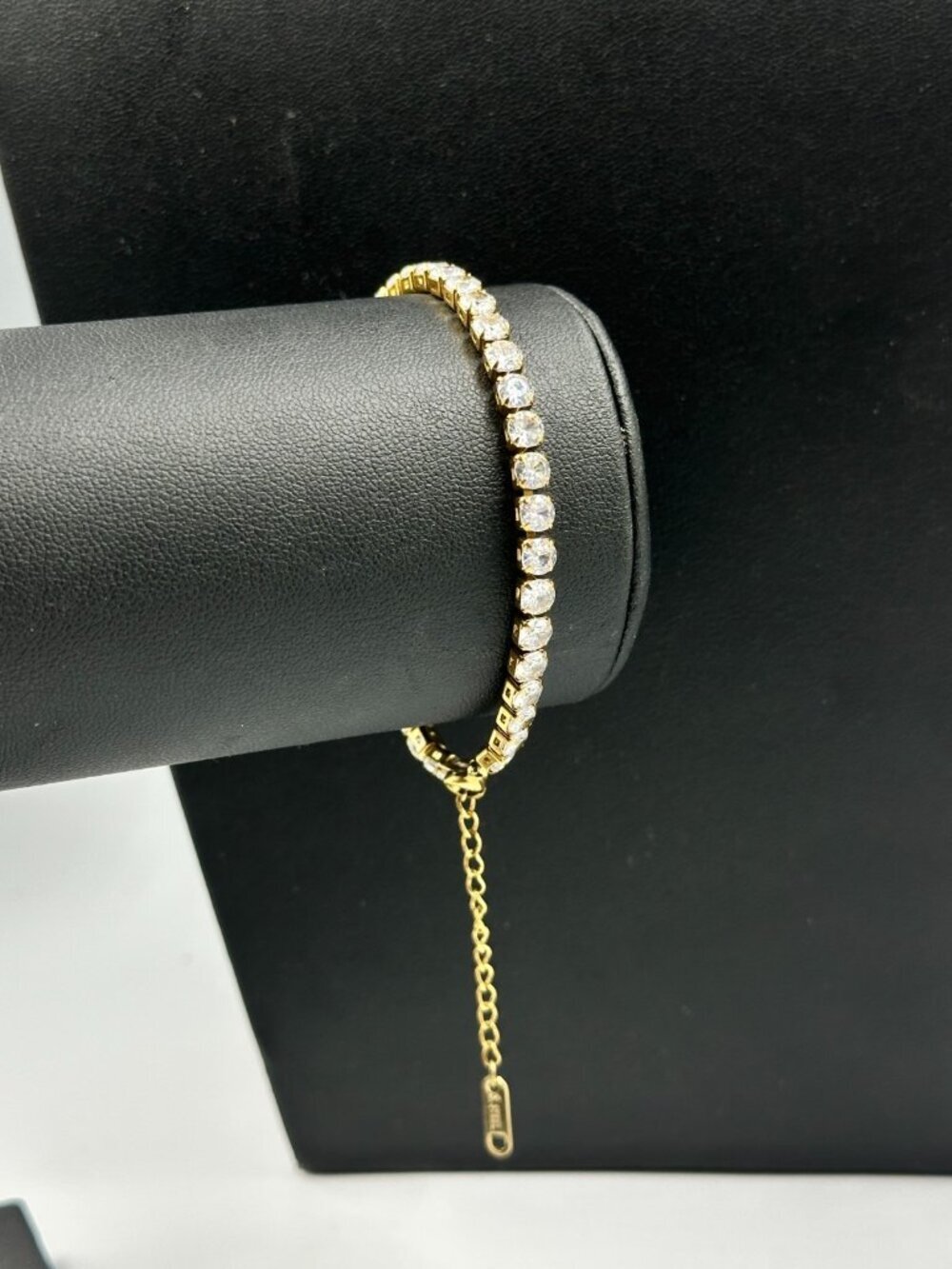 3/$30 Clear Stone Tennis Bracelet Gold Tone Stainless Steel Adjustable Extender